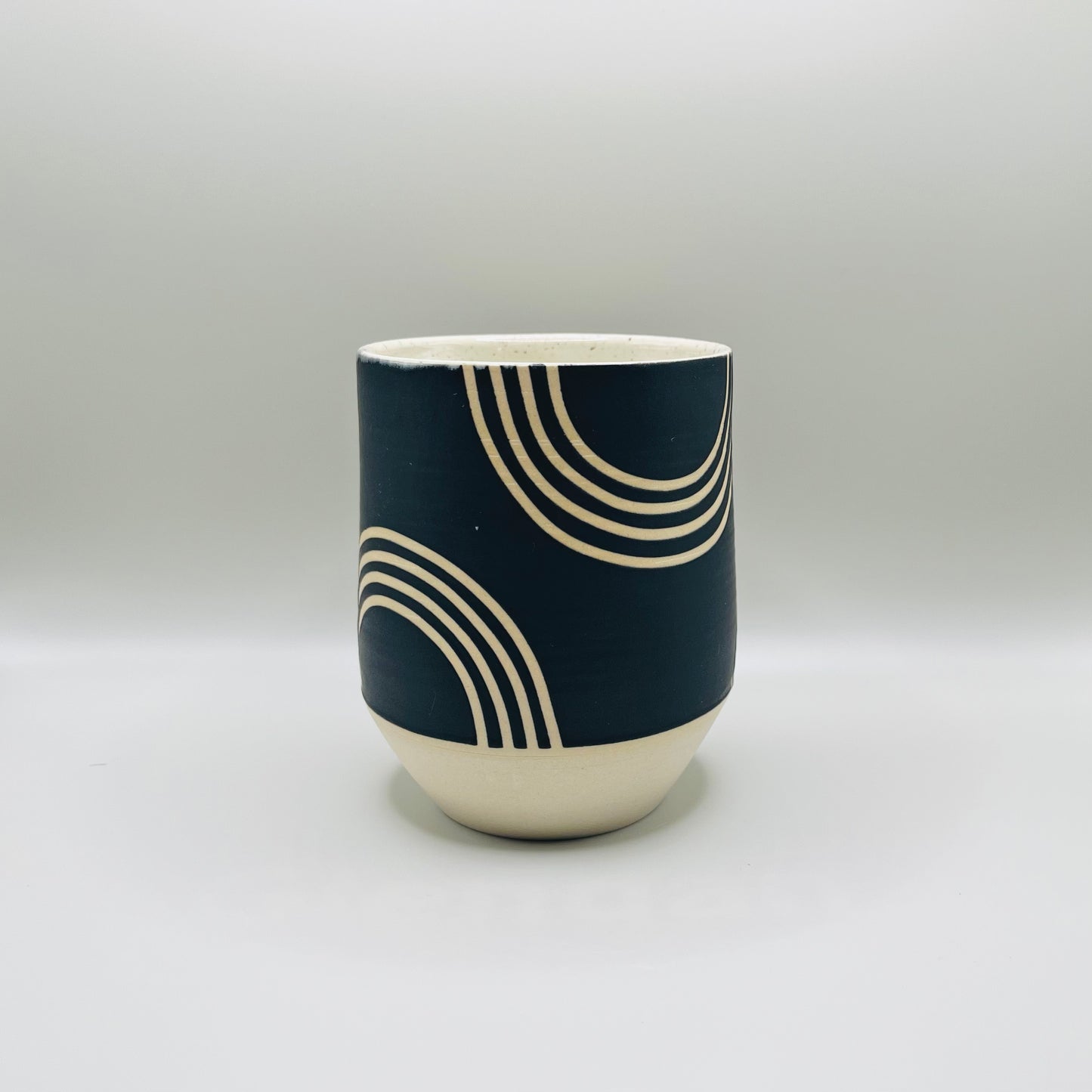 Black + White Graphic Wine Glass -#3