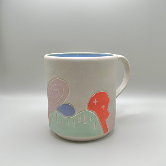 Hand Carved Pastel Mug #1